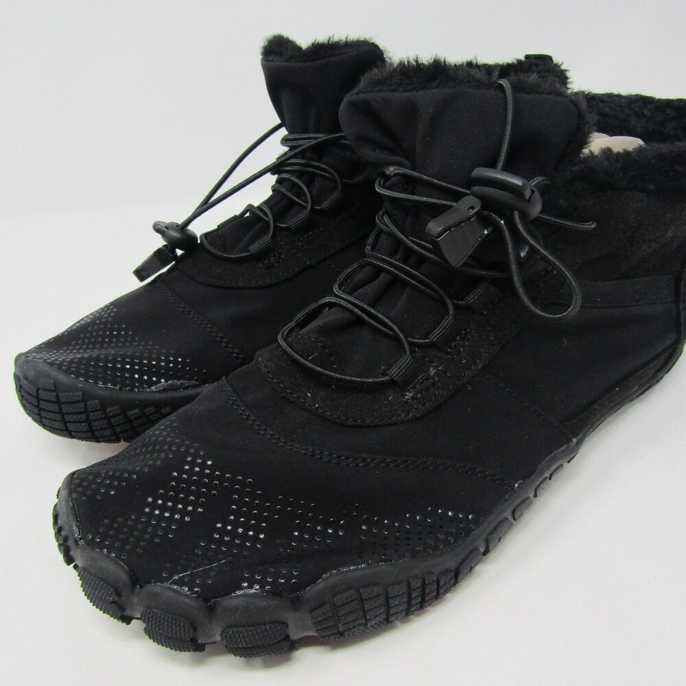 Naturcontact Women's Black Barefoot Winter Boots Faux Fur Lined Toggle EU 42